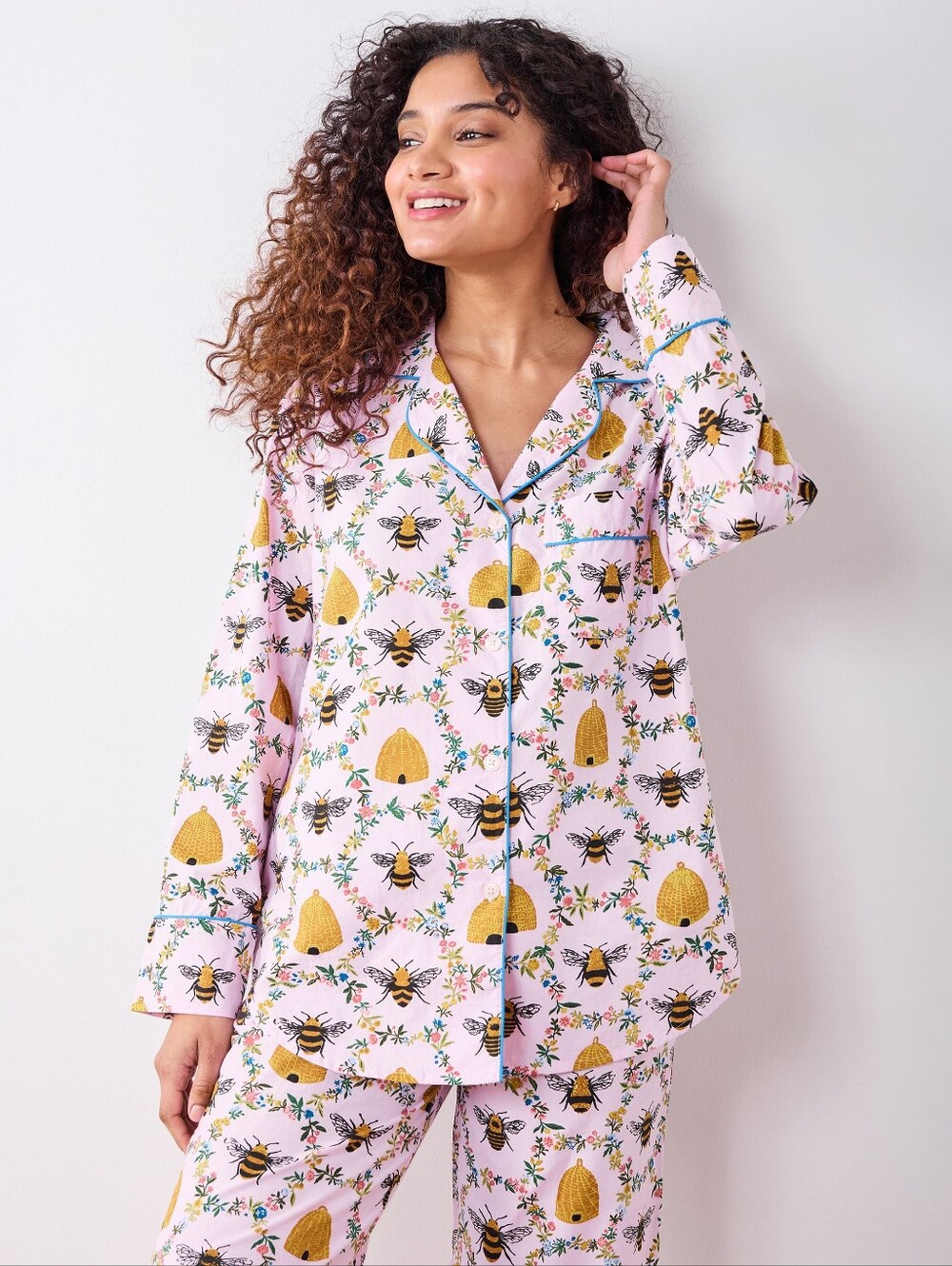 Printfresh Sweet Bee Pink Floral Organic Cotton Pajama Matching Set Size Small